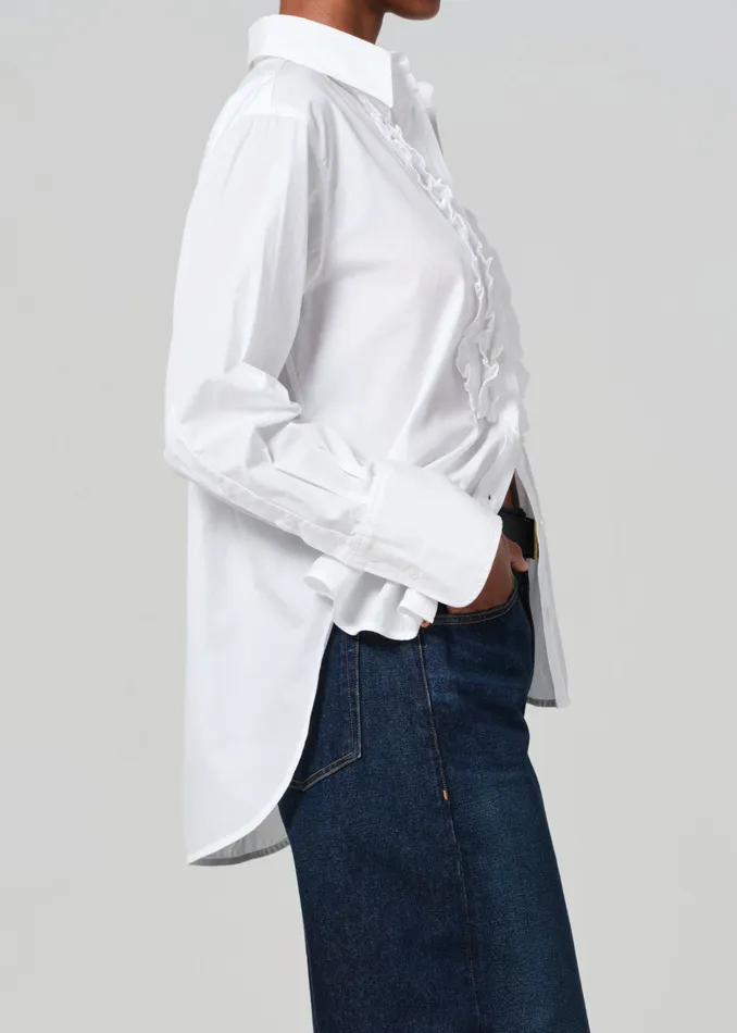 Women Tops Citizens Of Humanity Ruffle Tuxedo Shirt In White