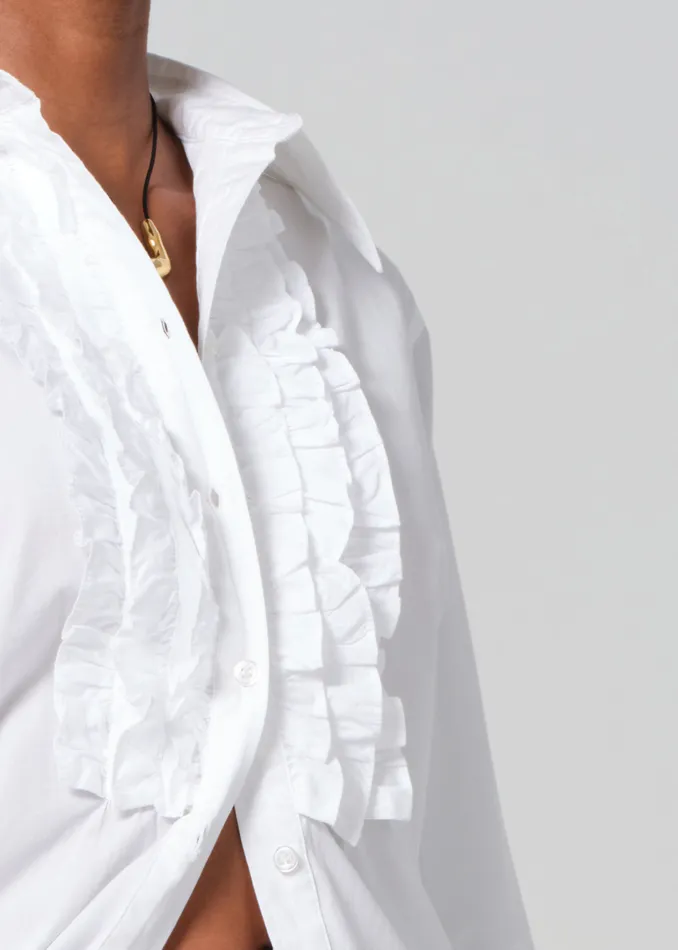 Women Tops Citizens Of Humanity Ruffle Tuxedo Shirt In White