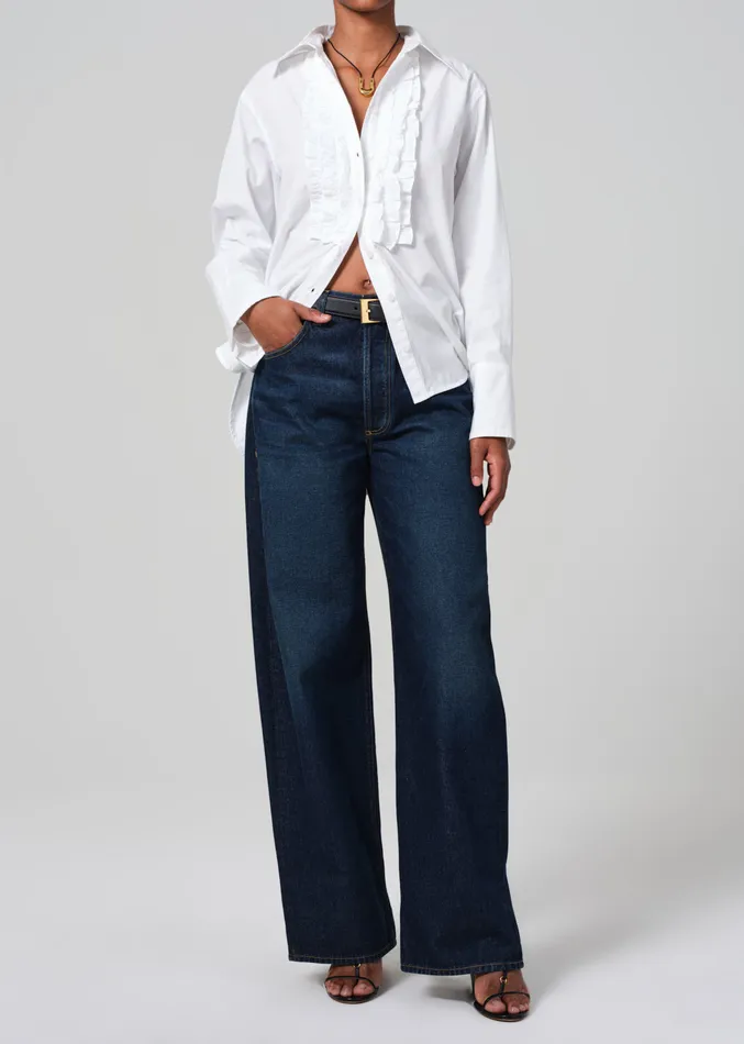 Women Tops Citizens Of Humanity Ruffle Tuxedo Shirt In White