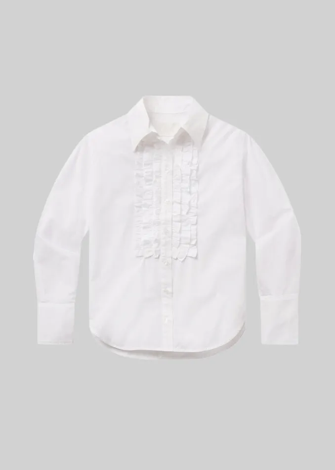 Women Tops Citizens Of Humanity Ruffle Tuxedo Shirt In White