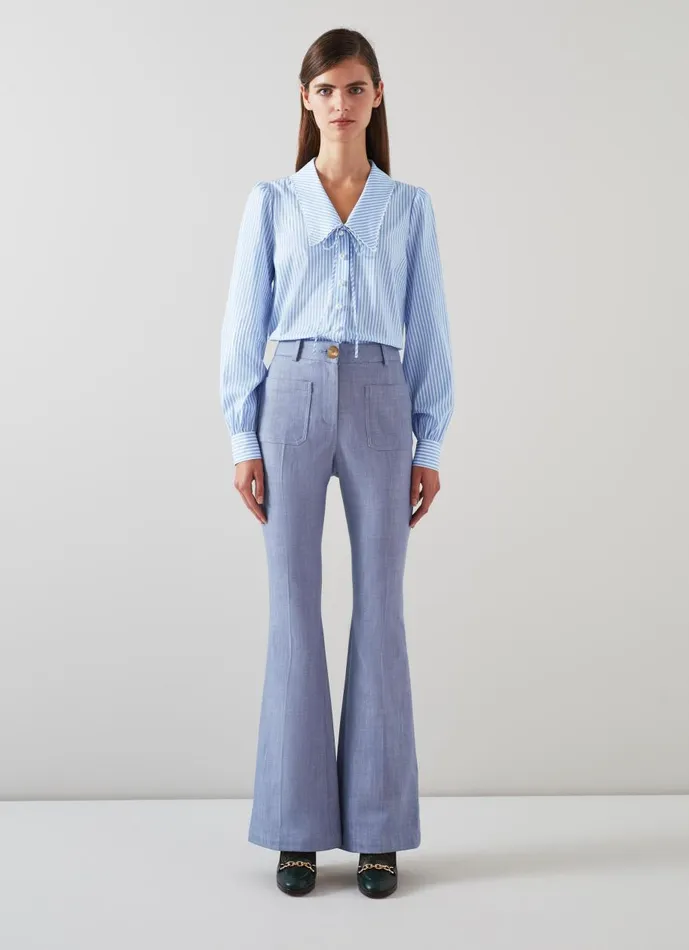 Women Tops LKBennett Beecham Blue And White Stripe CottonRich Blouse Blue White Women Tops LKBennett Beecham Blue And White Stripe CottonRich Blouse Blue White