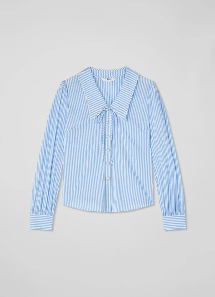 Women Tops LKBennett Beecham Blue And White Stripe CottonRich Blouse Blue White Women Tops LKBennett Beecham Blue And White Stripe CottonRich Blouse Blue White
