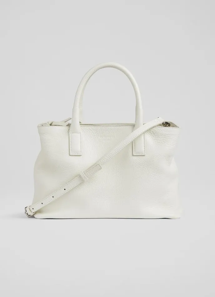 Women Tote Bags LKBennett Lilita White Grainy Leather Tote Bag Women Tote Bags LKBennett Lilita White Grainy Leather Tote Bag