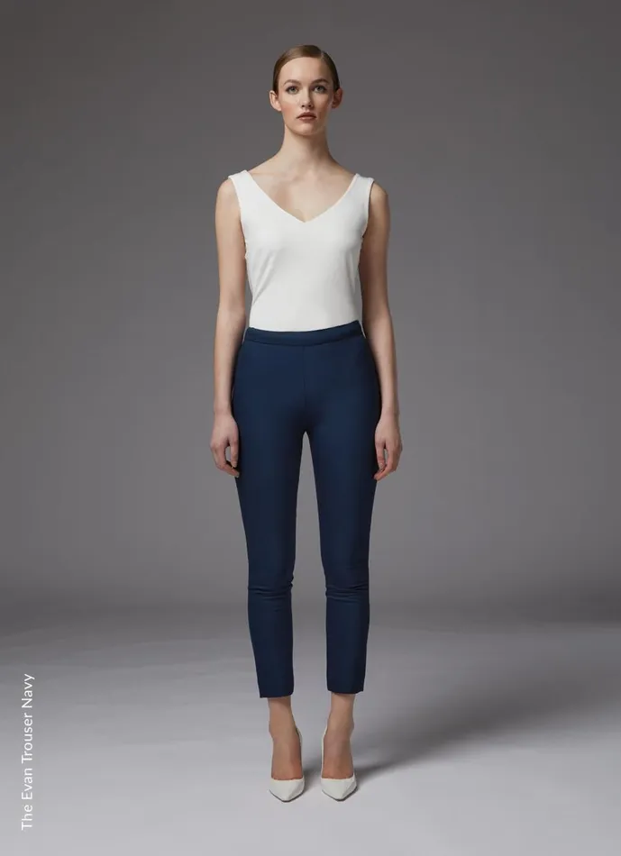 Women Trousers LKBennett Evan Navy Crepe SlimCut Trousers Spring Navy