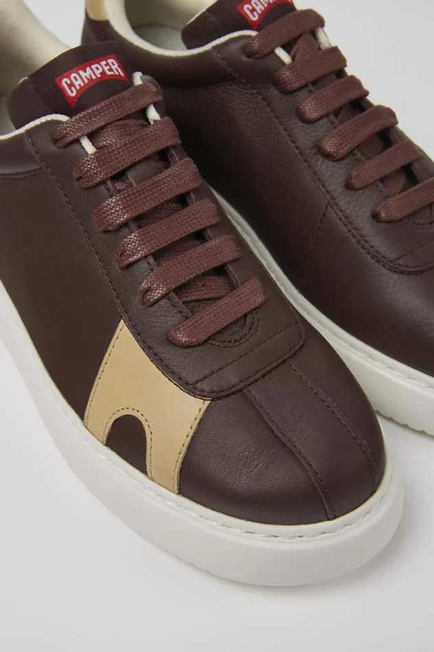 Women Twins Brown Leather And Nubuck Sneakers Camper Sneakers