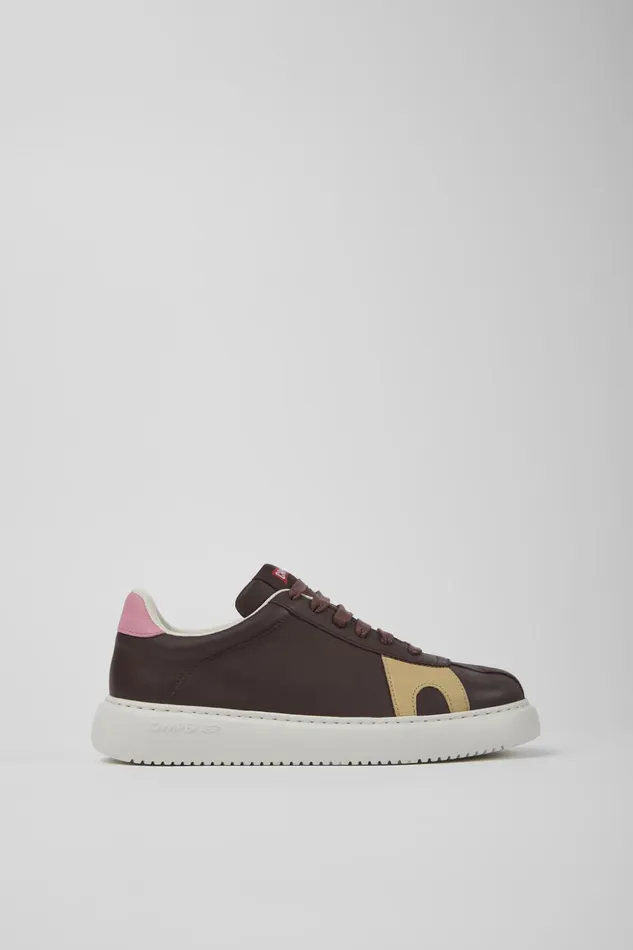 Women Twins Brown Leather And Nubuck Sneakers Camper Sneakers