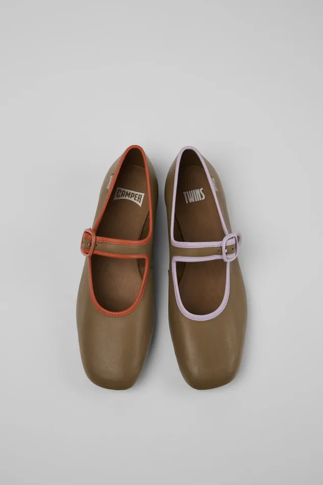 Women Twins Brown Leather Ballerinas Camper Ballerinas Women Twins Brown Leather Ballerinas Camper Ballerinas