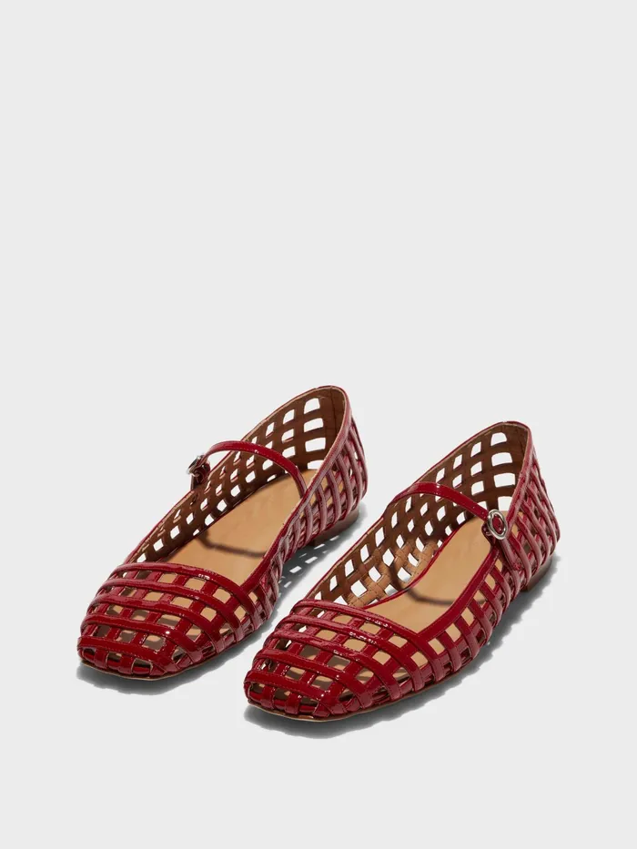 Women Uma Caged Patent Leather MaryJane Flats Aeyde Flats