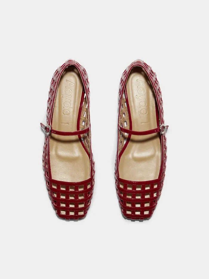 Women Uma Caged Patent Leather MaryJane Flats Aeyde Flats