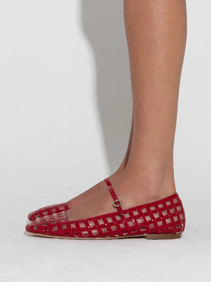 Women Uma Caged Patent Leather MaryJane Flats Aeyde Flats