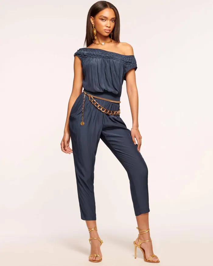 Women Valentina OffTheShoulder Jumpsuit Navy Ramy Brook Dresses Women Valentina OffTheShoulder Jumpsuit Navy Ramy Brook Dresses