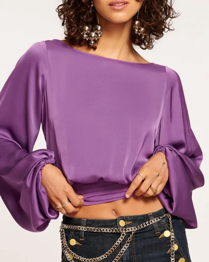 Women Vivian Long Sleeve Top Mulberry Ramy Brook Tops Women Vivian Long Sleeve Top Mulberry Ramy Brook Tops
