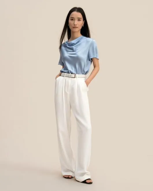 Womenx27s Puli Silk Top With Cowl Neck Short Sleeve Style Women Lilysilk Tops