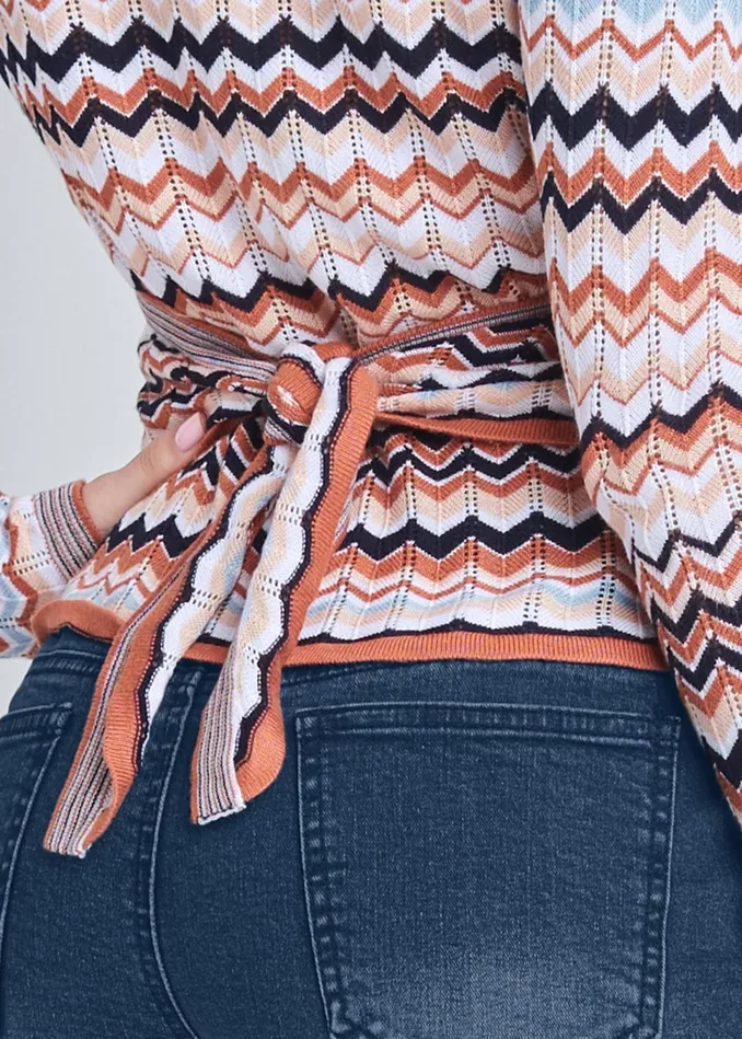 WRAP DETAIL SWEATER White Multi Women VENUS Sexy Sweaters