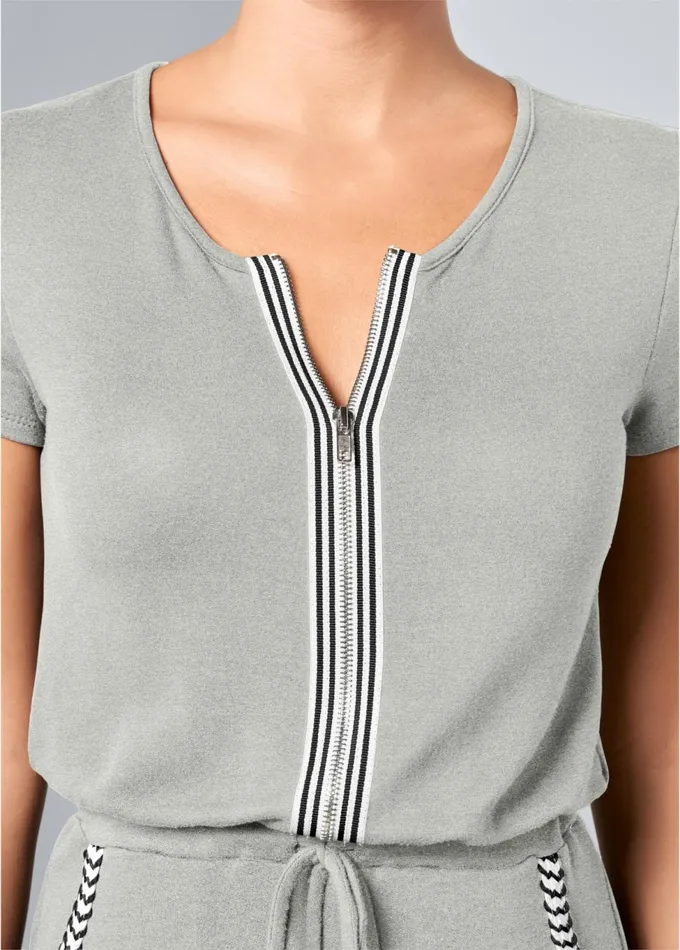 ZIP FRONT LOUNGE DRESS Heather Grey Multi Women VENUS Dresses