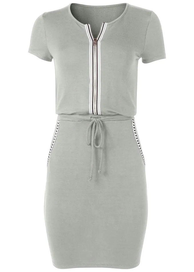 ZIP FRONT LOUNGE DRESS Heather Grey Multi Women VENUS Dresses